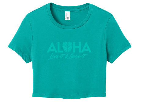 AG LIVE IT AND GIVE IT LADIES CROP TOP TEAL MD